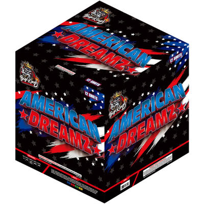 The American Dreamz carton by Big King Fireworks, shown against a white background.