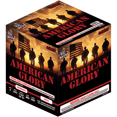 The American Glory carton by Big King Fireworks, shown against a white background.